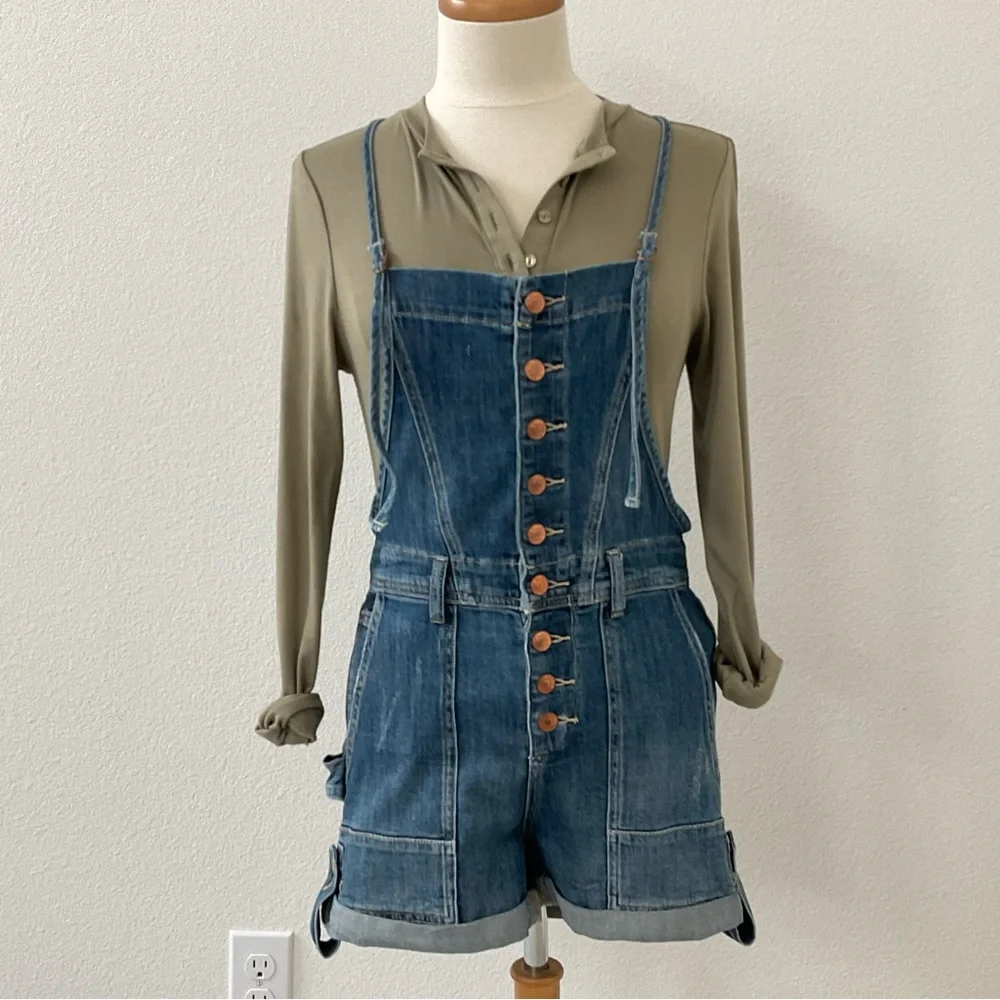Anthropologie Pilcro Everyday Denim Short Overalls Size 25 - Picture 2 of 16